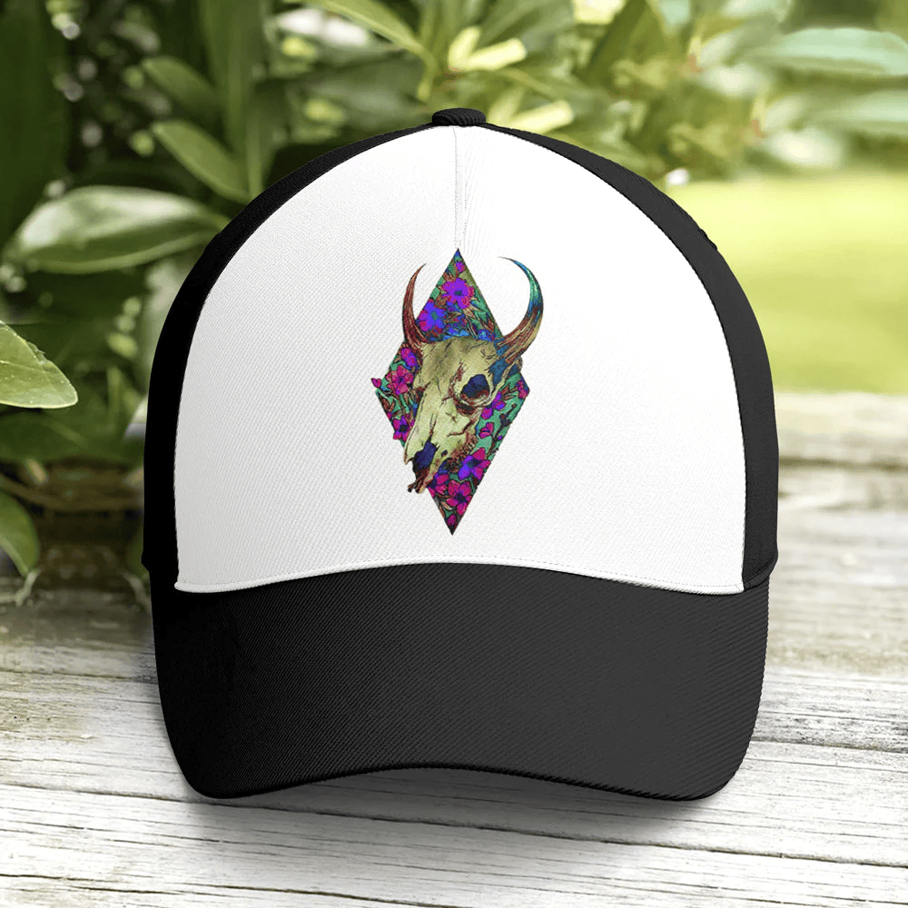 Adeenyc Goth Floral Taurus Classic Style Baseball Cap Trucker Hats Custom Hats Gifts For Men & Women