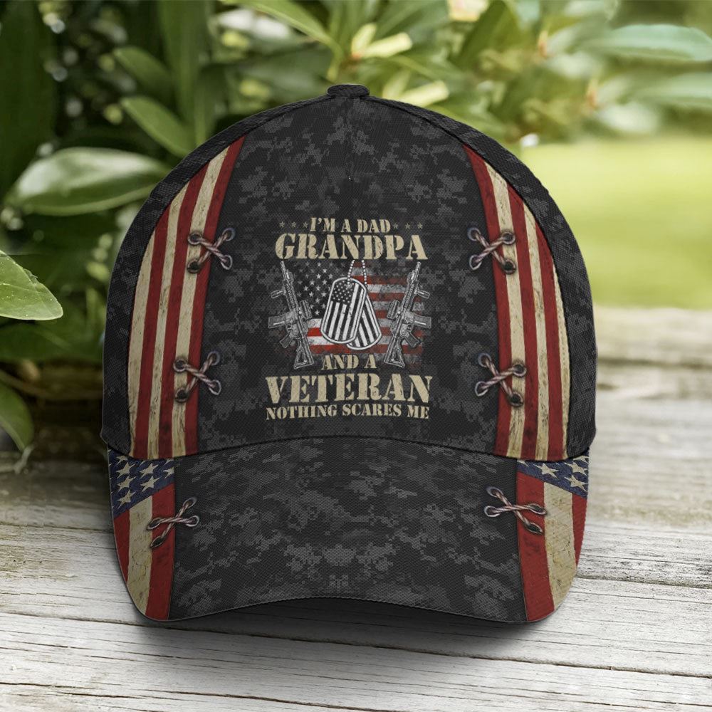 Adeenyc Grandpa Dad Veteran Nothing Scares Me Baseball Cap, Christian Baseball Cap, Religious Cap, Christian Hat Trucker Hats Custom Hats Gifts For Men & Women