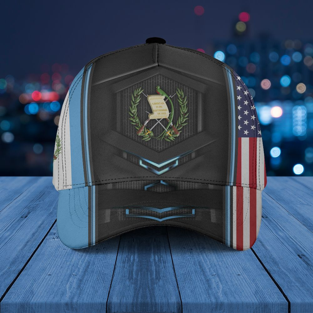 Adeenyc - Guatemala Coat Of Arms & American Flag Classic Cap Baseball Hat Trucker Hats Custom Hats Gifts For Men & Women