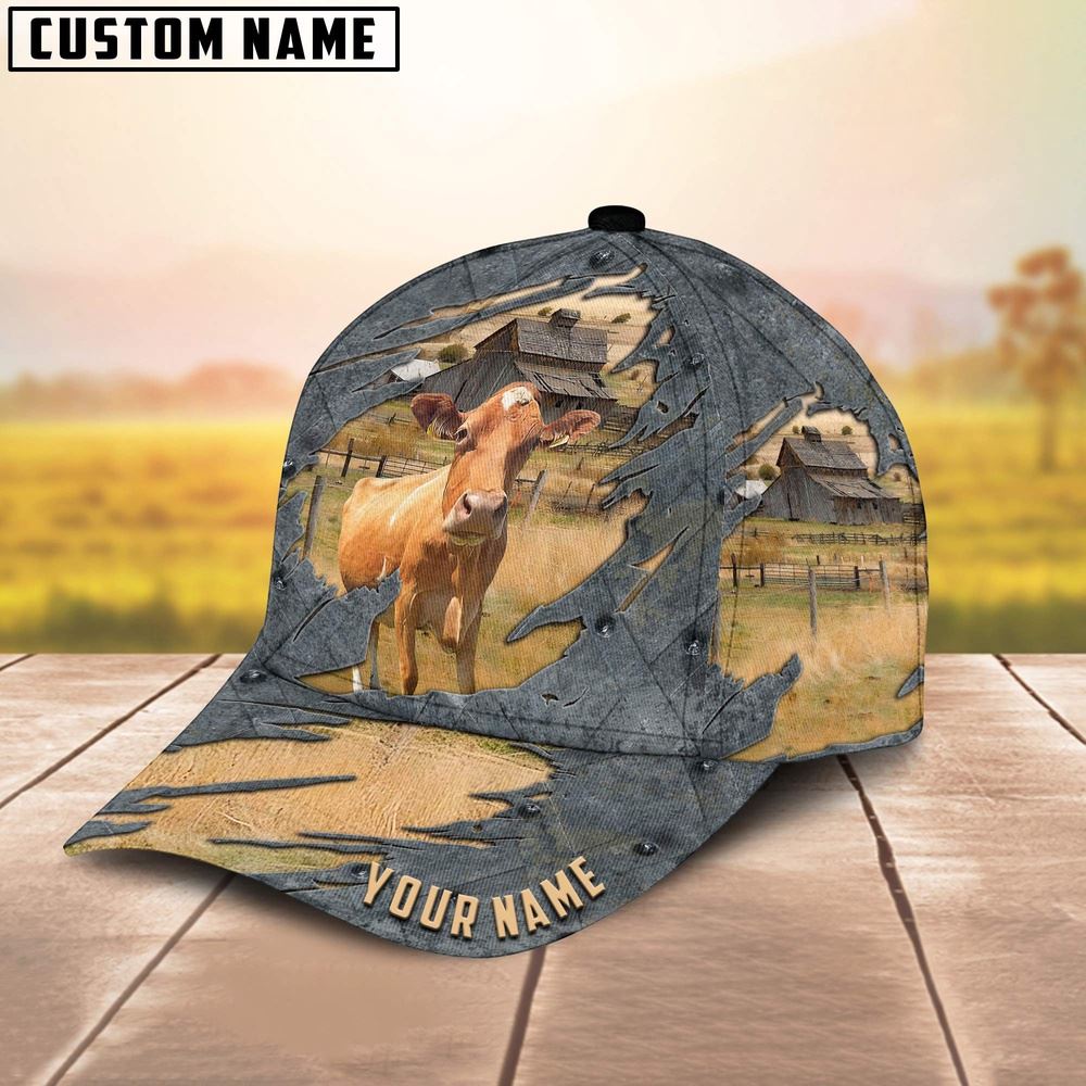 Adeenyc Guernseys Customized Name Cap, Farm Cap, Farmer Baseball Cap, Cow Cap, Cow Gift, Farm Animal Hat Trucker Hats Custom Hats Gifts For Men & Women