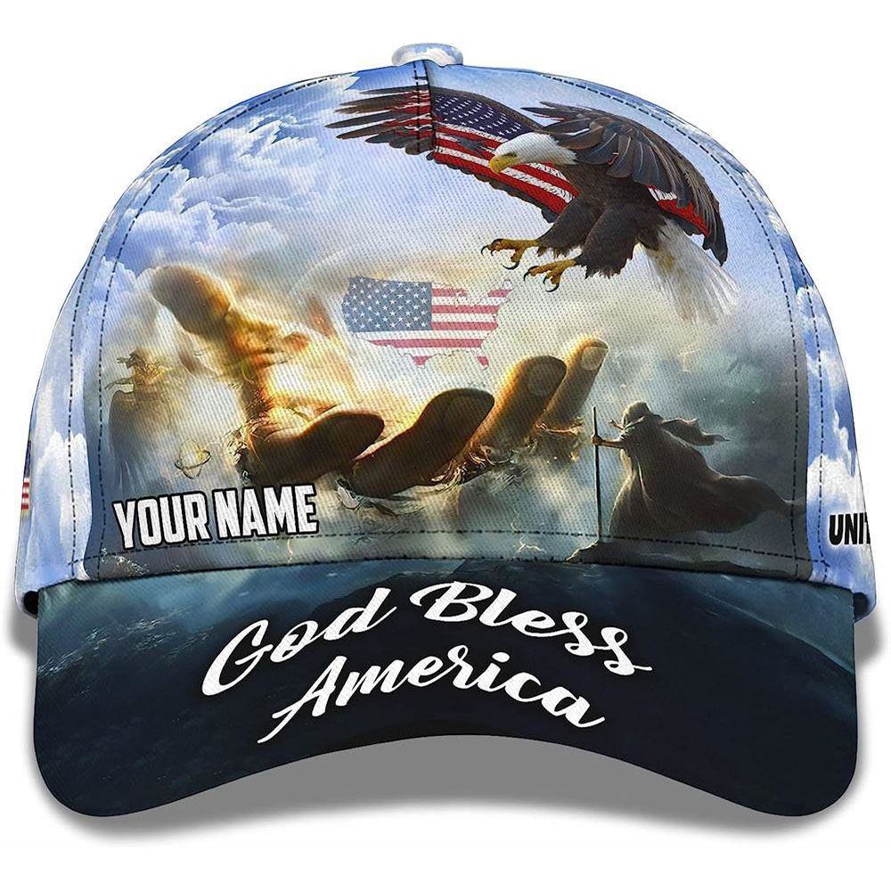 Adeenyc Hand Of Jesus God Bless America Eagle All Over Print Baseball Cap, God Baseball Cap, Christian Cap, Christian Hat Trucker Hats Custom Hats Gifts For Men & Women