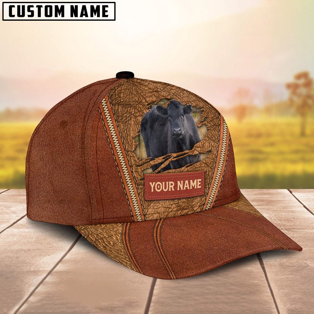 Adeenyc Happy Black Angus Customized Name Cap, Farm Cap, Farmer Baseball Cap, Cow Cap, Cow Gift, Farm Animal Hat Trucker Hats Custom Hats Gifts For Men & Women