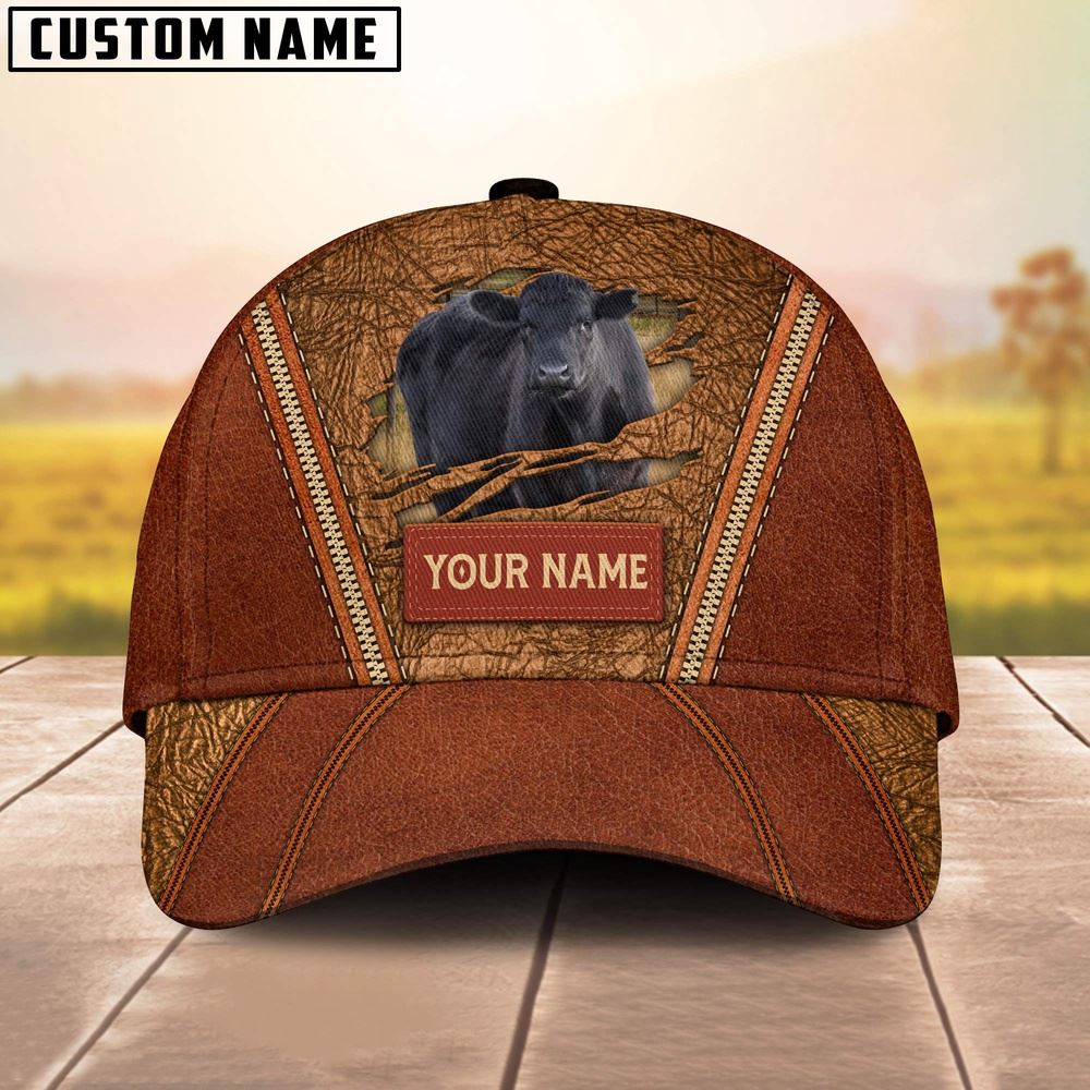 Adeenyc Happy Black Angus Customized Name Cap, Farm Cap, Farmer Baseball Cap, Cow Cap, Cow Gift, Farm Animal Hat Trucker Hats Custom Hats Gifts For Men & Women