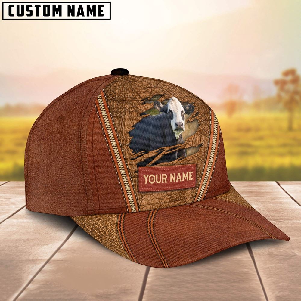 Adeenyc Happy Black Baldy Customized Name Cap, Farm Cap, Farmer Baseball Cap, Cow Cap, Cow Gift, Farm Animal Hat Trucker Hats Custom Hats Gifts For Men & Women