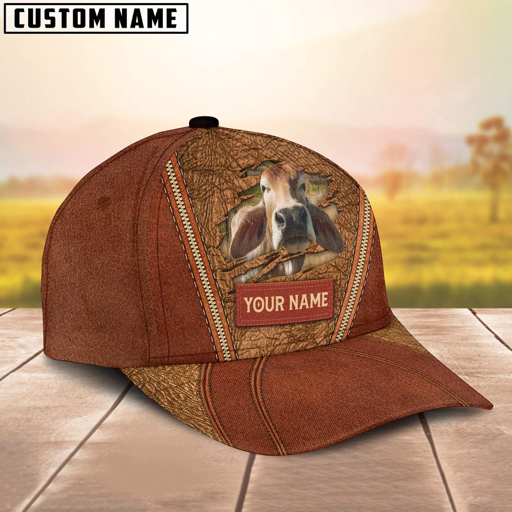 Adeenyc Happy Brahman Customized Name Cap, Farm Cap, Farmer Baseball Cap, Cow Cap, Cow Gift, Farm Animal Hat Trucker Hats Custom Hats Gifts For Men & Women