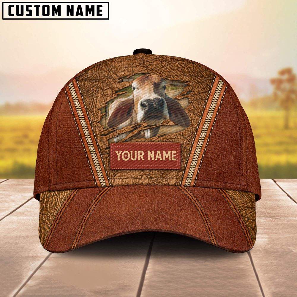 Adeenyc Happy Brahman Customized Name Cap, Farm Cap, Farmer Baseball Cap, Cow Cap, Cow Gift, Farm Animal Hat Trucker Hats Custom Hats Gifts For Men & Women