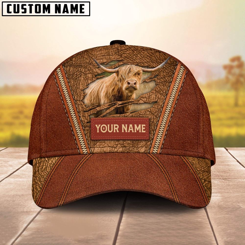 Adeenyc Happy Highland Customized Name Cap, Farm Cap, Farmer Baseball Cap, Cow Cap, Cow Gift, Farm Animal Hat Trucker Hats Custom Hats Gifts For Men & Women