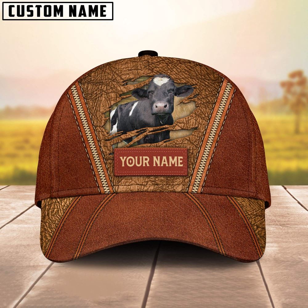Adeenyc Happy Holstein Customized Name Cap, Farm Cap, Farmer Baseball Cap, Cow Cap, Cow Gift, Farm Animal Hat Trucker Hats Custom Hats Gifts For Men & Women