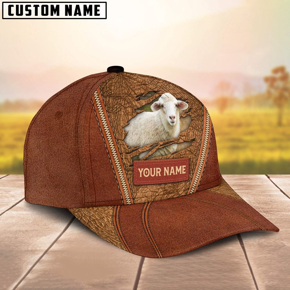 Adeenyc Happy Sheep Customized Name Cap, Farm Cap, Farmer Baseball Cap, Cow Cap, Cow Gift, Farm Animal Hat Trucker Hats Custom Hats Gifts For Men & Women