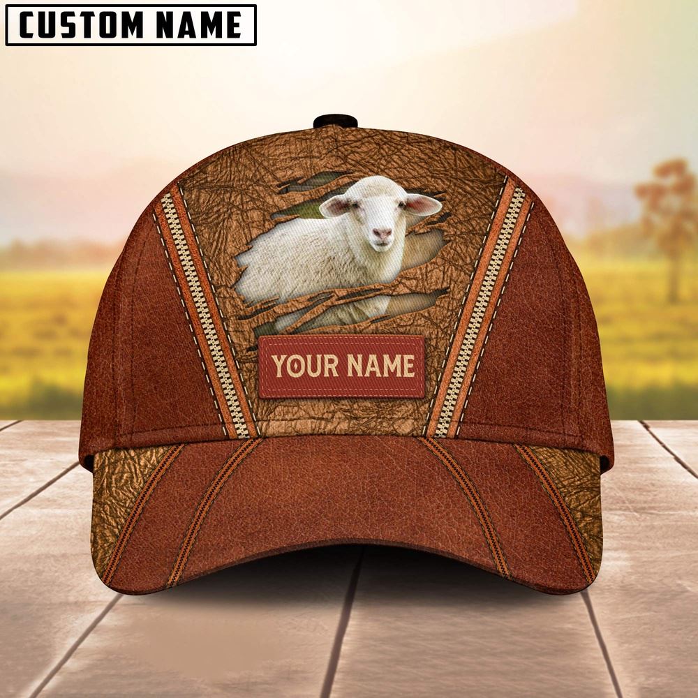 Adeenyc Happy Sheep Customized Name Cap, Farm Cap, Farmer Baseball Cap, Cow Cap, Cow Gift, Farm Animal Hat Trucker Hats Custom Hats Gifts For Men & Women