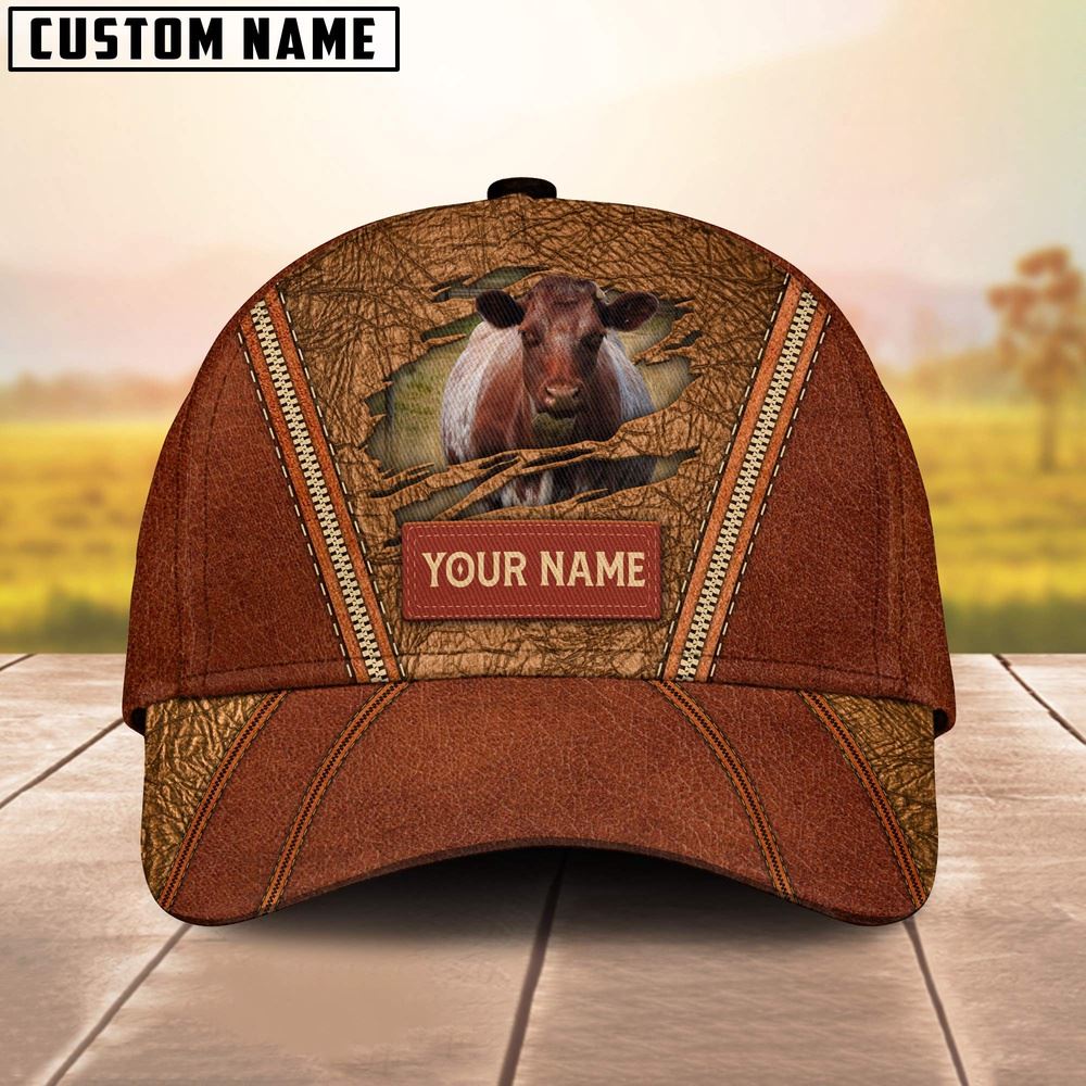Adeenyc Happy Shorthorn Customized Name Cap, Farm Cap, Farmer Baseball Cap, Cow Cap, Cow Gift, Farm Animal Hat Trucker Hats Custom Hats Gifts For Men & Women