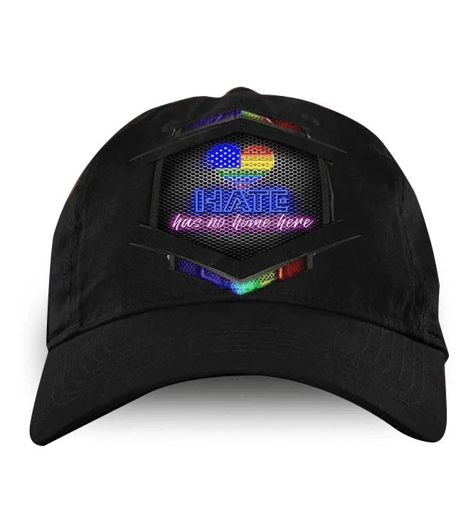 Adeenyc Hate Has No Home Here Lgbt All Overprinting Baseball Cap Hat, Gay Pride Baseball Cap Hat Trucker Hats Custom Hats Gifts For Men & Women