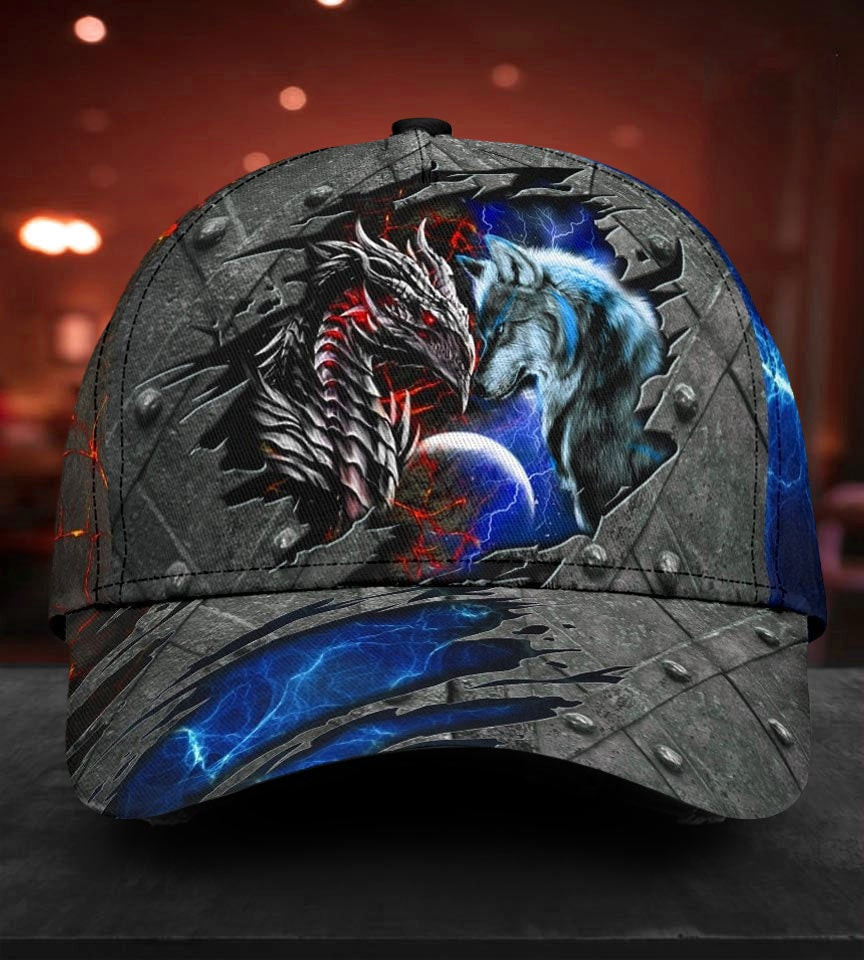 Adeenyc - Heart Of A Wolf Soul Of A Dragon Classic Cap Baseball Hat Trucker Hats Custom Hats Gifts For Men & Women