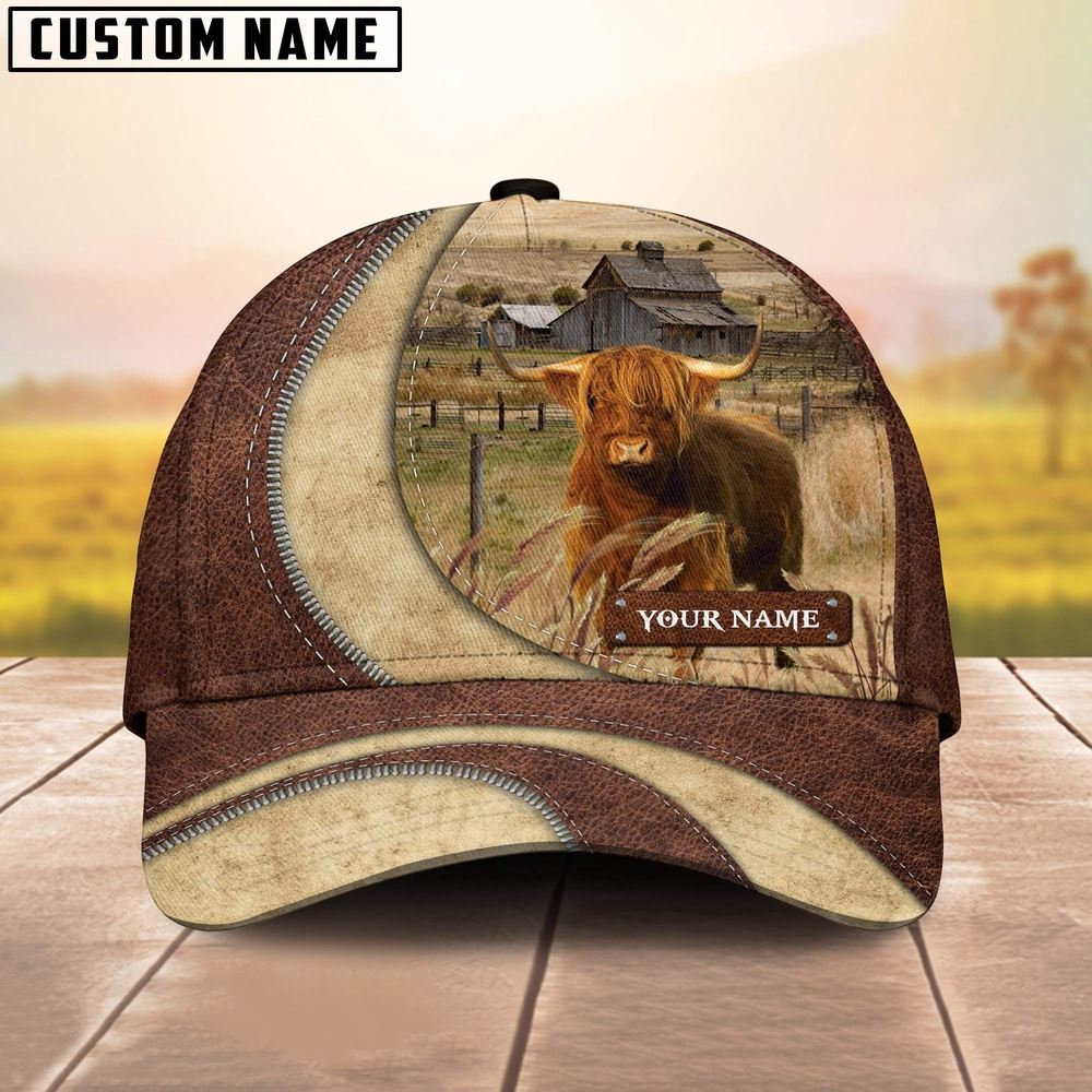 Adeenyc Highland Customized Name Farm Barn Cap, Farm Cap, Farmer Baseball Cap, Cow Cap, Cow Gift, Farm Animal Hat Trucker Hats Custom Hats Gifts For Men & Women