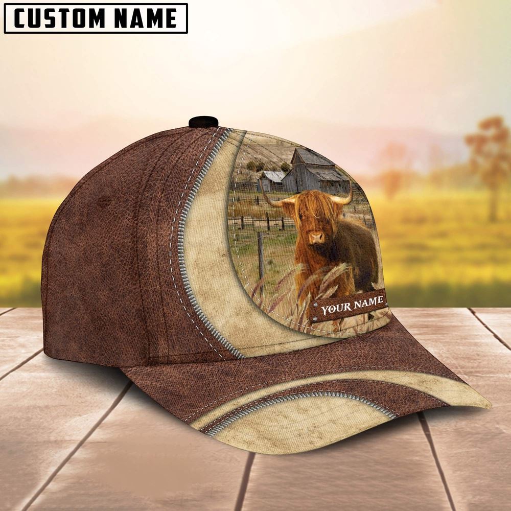 Adeenyc Highland Customized Name Farm Barn Cap, Farm Cap, Farmer Baseball Cap, Cow Cap, Cow Gift, Farm Animal Hat Trucker Hats Custom Hats Gifts For Men & Women