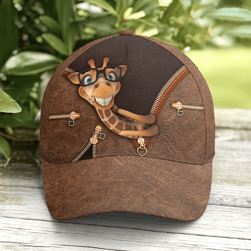 Adeenyc Hilarious Giraffe Leather Style Baseball Cap Trucker Hats Custom Hats Gifts For Men & Women