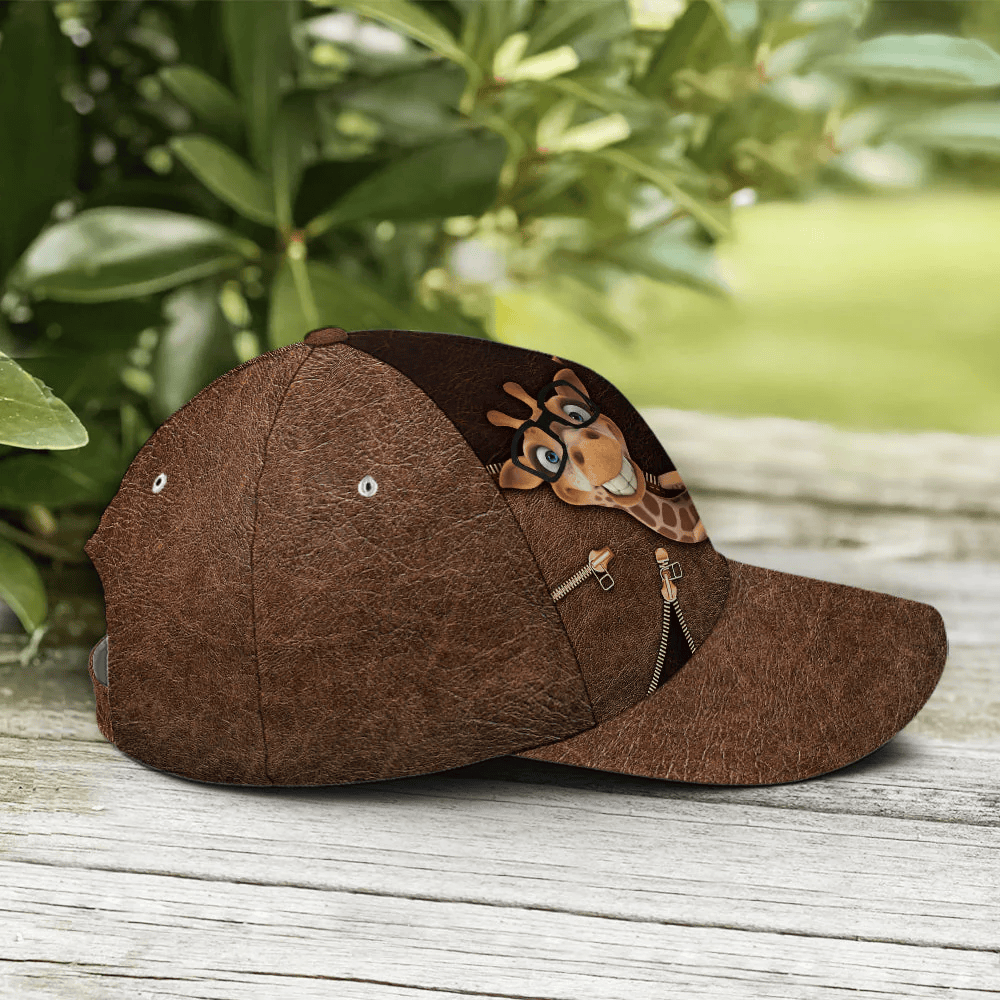 Adeenyc Hilarious Giraffe Leather Style Baseball Cap Trucker Hats Custom Hats Gifts For Men & Women