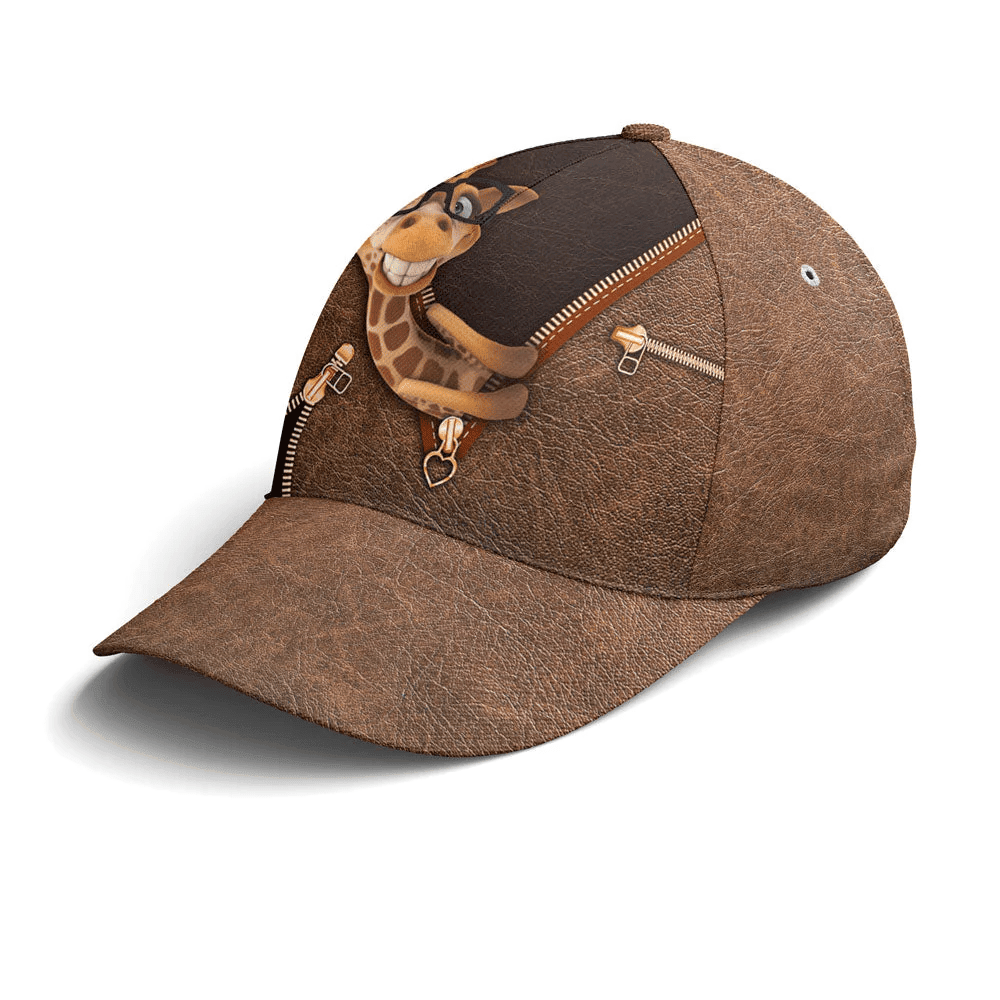 Adeenyc Hilarious Giraffe Leather Style Baseball Cap Trucker Hats Custom Hats Gifts For Men & Women