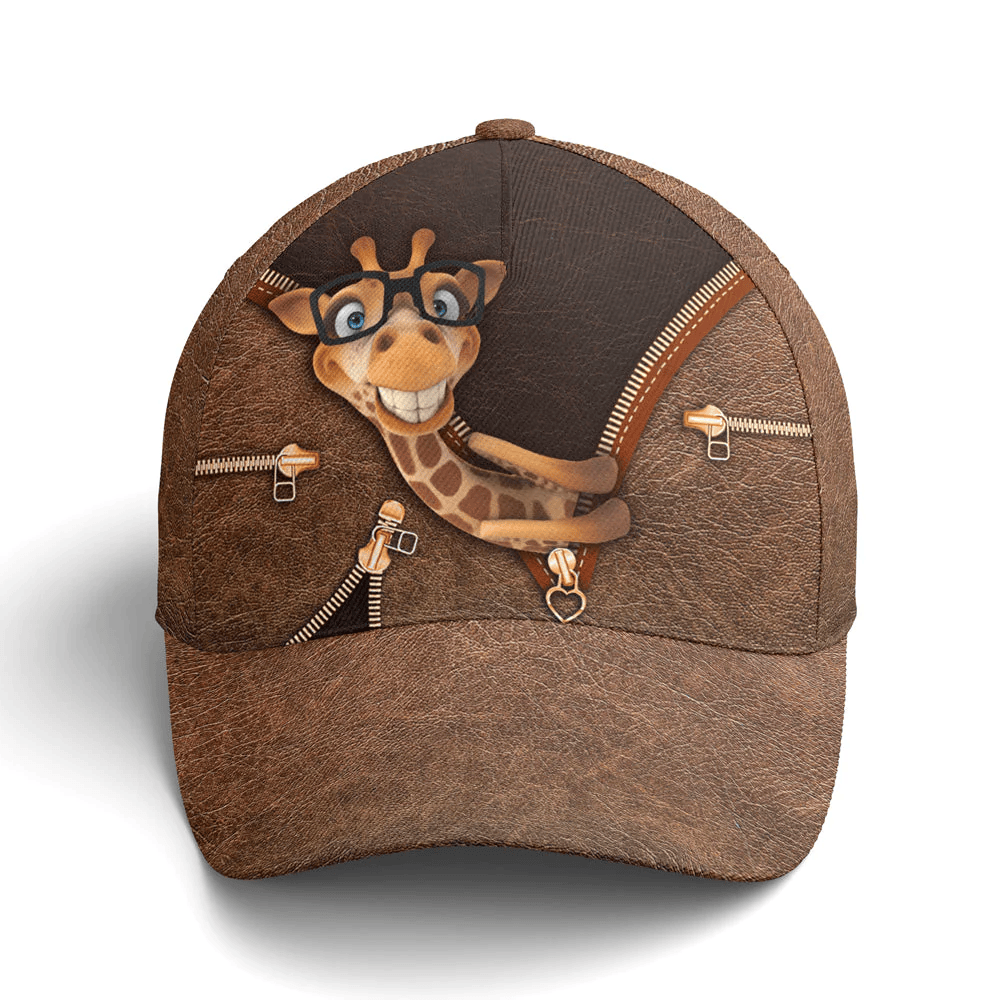 Adeenyc Hilarious Giraffe Leather Style Baseball Cap Trucker Hats Custom Hats Gifts For Men & Women