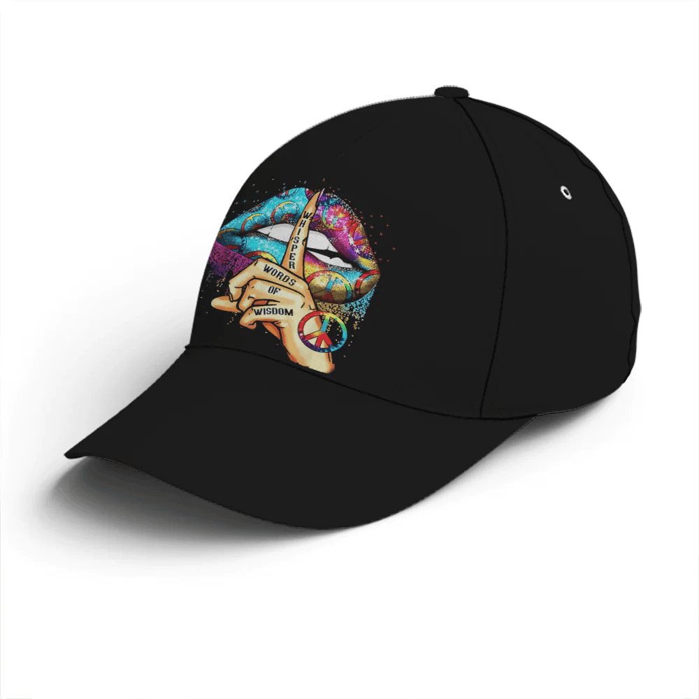 Adeenyc Hippie Girl Sassy Rainbow Lips Black Baseball Cap Trucker Hats Custom Hats Gifts For Men & Women