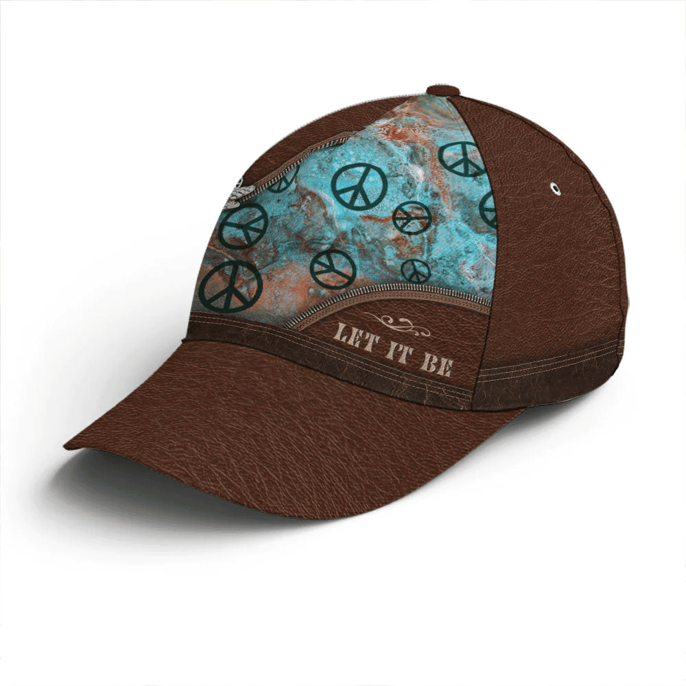 Adeenyc Hippie Let It Be Dragonfly Leather Style Baseball Cap Trucker Hats Custom Hats Gifts For Men & Women