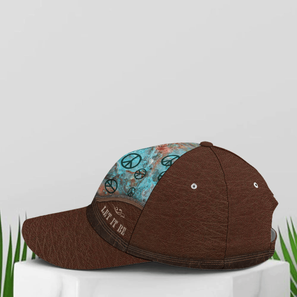 Adeenyc Hippie Let It Be Dragonfly Leather Style Baseball Cap Trucker Hats Custom Hats Gifts For Men & Women