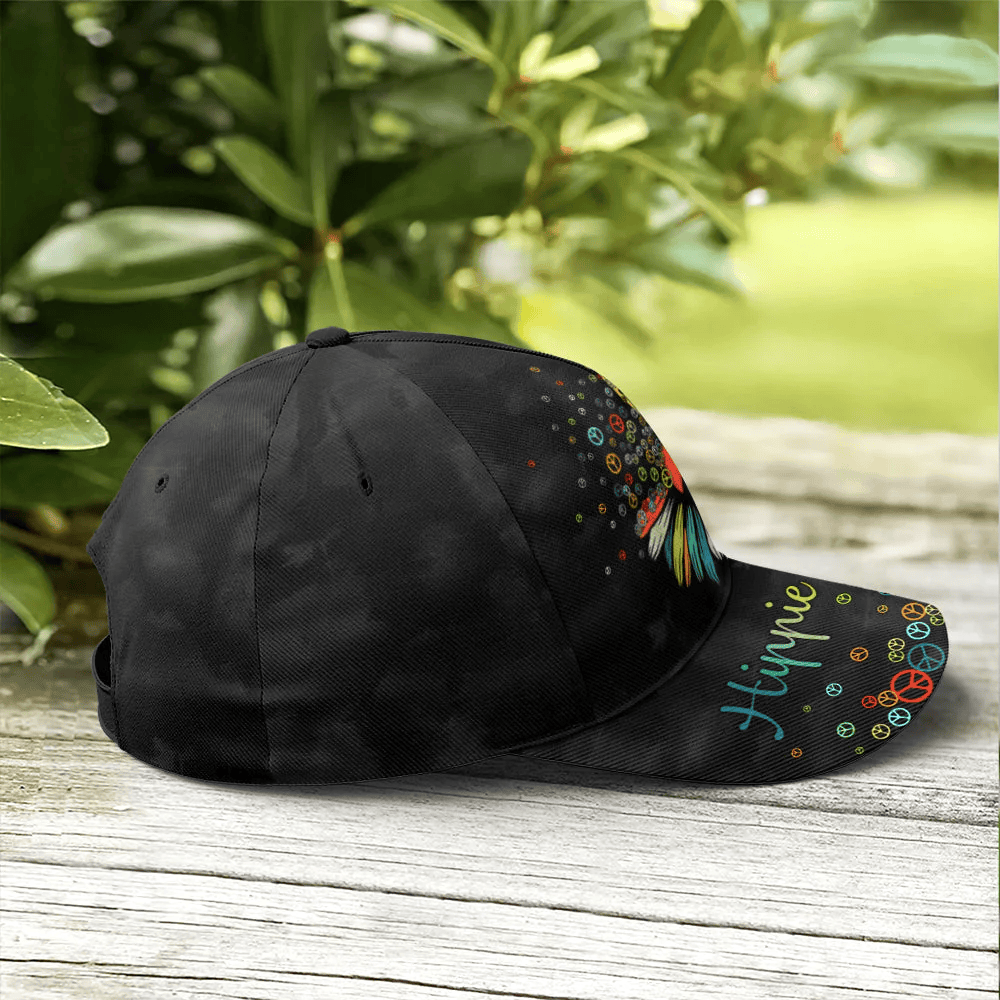 Adeenyc Hippie Soul Sunflower Black Baseball Cap Trucker Hats Custom Hats Gifts For Men & Women