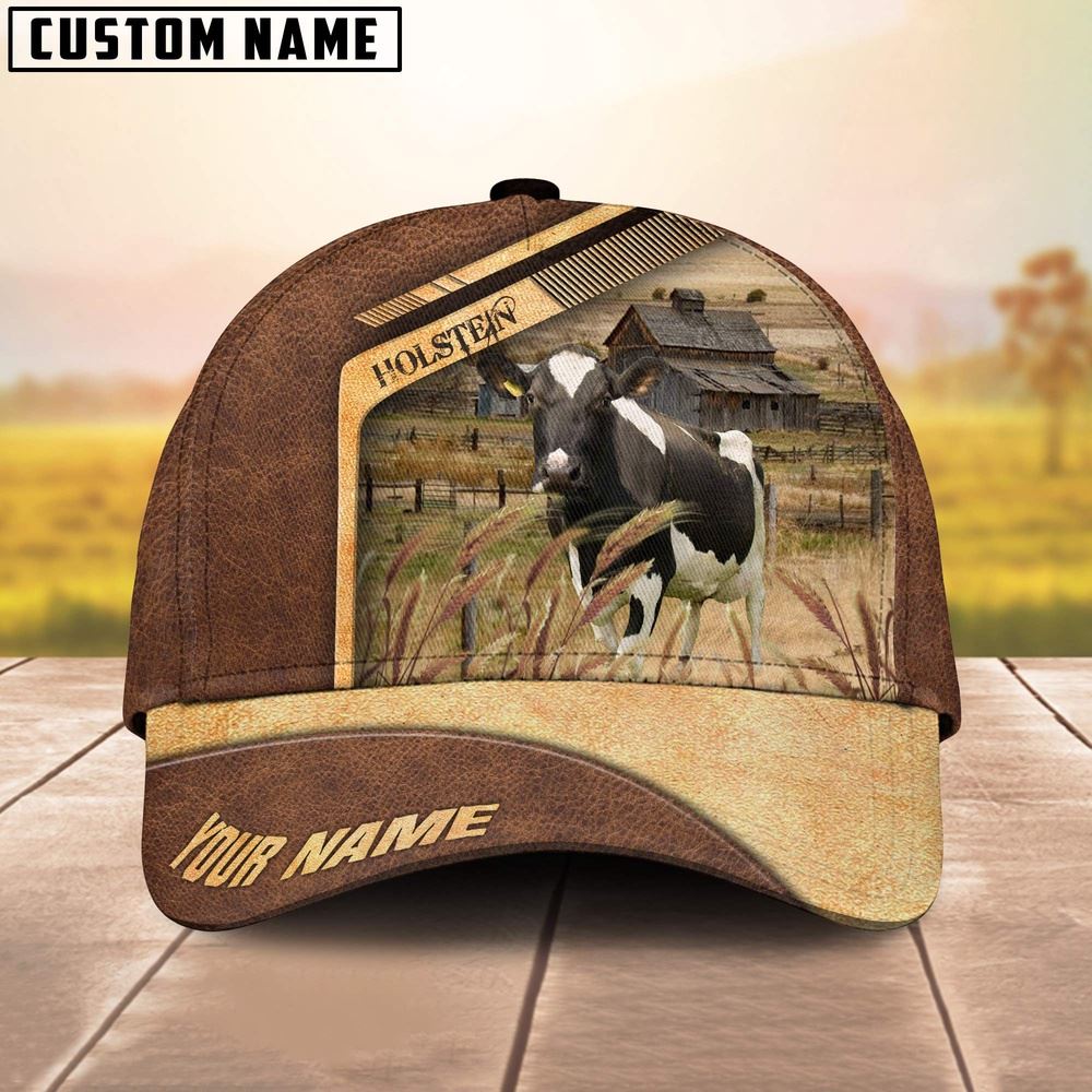 Adeenyc Holstein Cattle Customized Name Brown Farm Cap, Farm Cap, Farmer Baseball Cap, Cow Cap, Cow Gift, Farm Animal Hat Trucker Hats Custom Hats Gifts For Men & Women