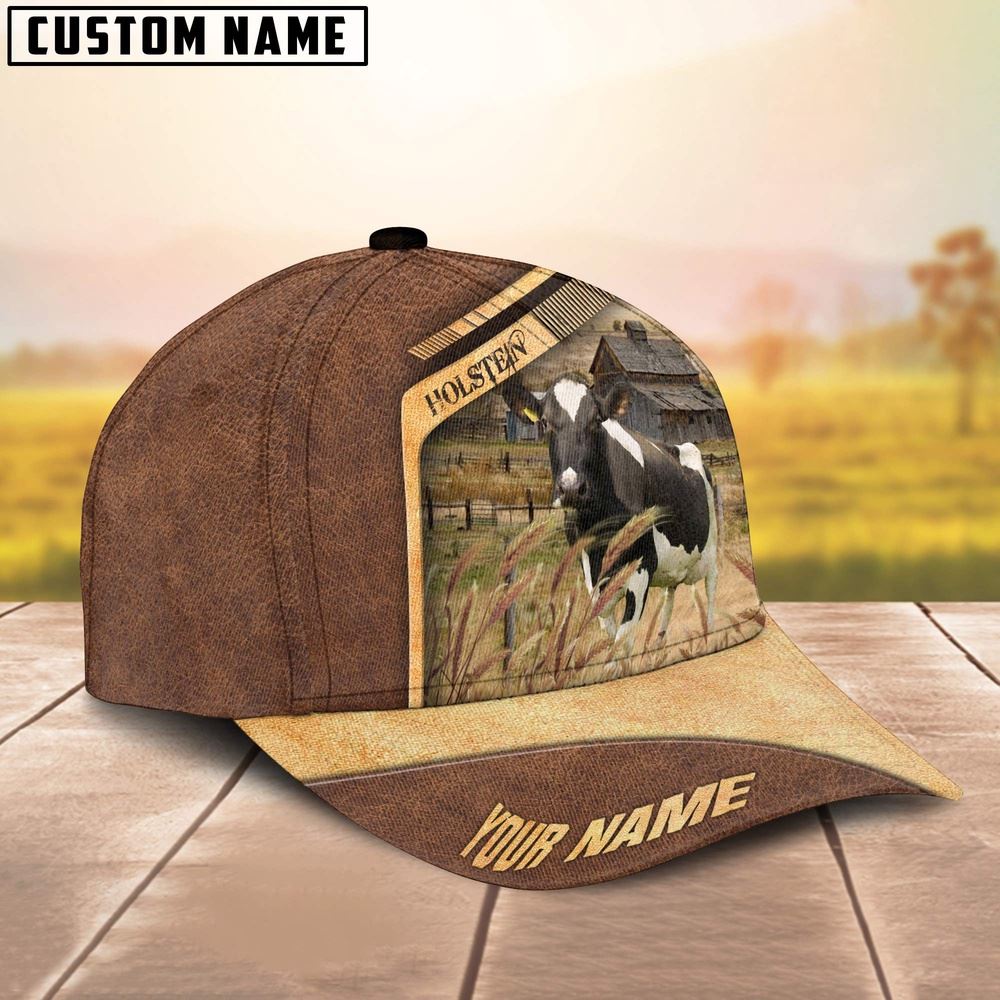 Adeenyc Holstein Cattle Customized Name Brown Farm Cap, Farm Cap, Farmer Baseball Cap, Cow Cap, Cow Gift, Farm Animal Hat Trucker Hats Custom Hats Gifts For Men & Women
