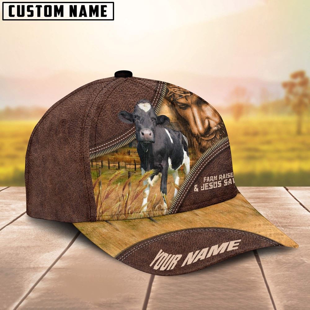 Adeenyc Holstein Farm & Jesus Customized Name Cap, Farm Cap, Farmer Baseball Cap, Cow Cap, Cow Gift, Farm Animal Hat Trucker Hats Custom Hats Gifts For Men & Women
