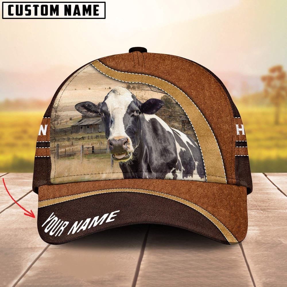 Adeenyc Holstein Happy Face Customized Name Cap, Farm Cap, Farmer Baseball Cap, Cow Cap, Cow Gift, Farm Animal Hat Trucker Hats Custom Hats Gifts For Men & Women
