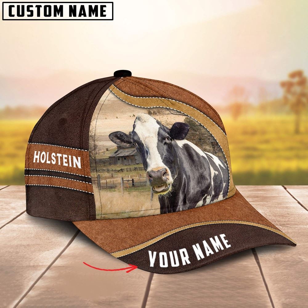 Adeenyc Holstein Happy Face Customized Name Cap, Farm Cap, Farmer Baseball Cap, Cow Cap, Cow Gift, Farm Animal Hat Trucker Hats Custom Hats Gifts For Men & Women