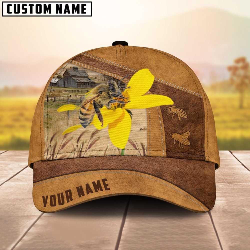 Adeenyc Honey Bee Custom Name Retro Cap, Farm Cap, Farmer Baseball Cap, Cow Cap, Cow Gift, Farm Animal Hat Trucker Hats Custom Hats Gifts For Men & Women
