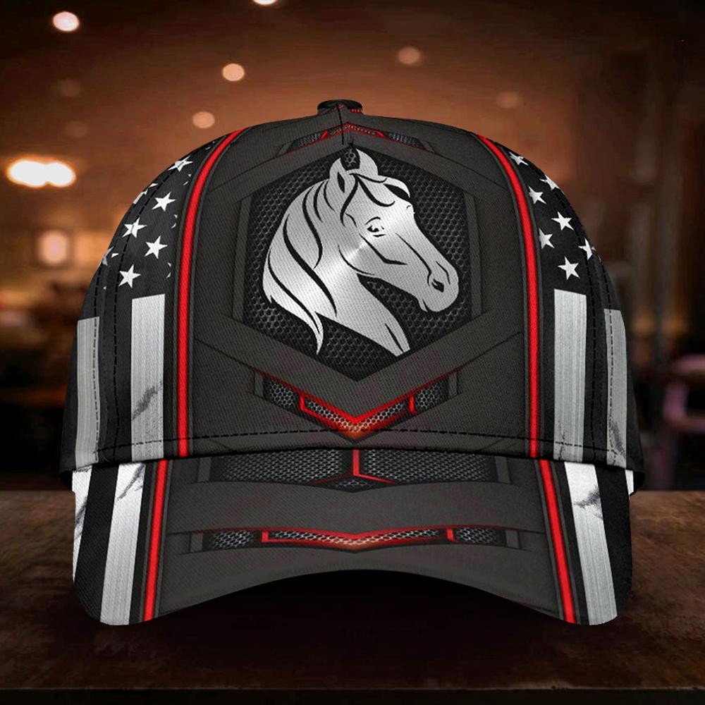 Adeenyc Horse American Flag Hat Unique Horse baseball Cap Horse Themed Gift For Owner Lover Classic Cap Trucker Hats Custom Hats Gifts For Men & Women