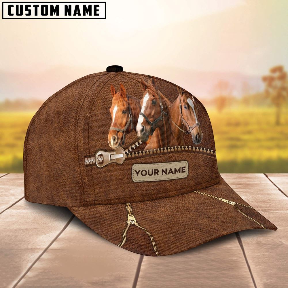 Adeenyc Horse Cattle Zipper Pattern Customized Name Cap, Farm Cap, Farmer Baseball Cap, Cow Cap, Cow Gift, Farm Animal Hat Trucker Hats Custom Hats Gifts For Men & Women