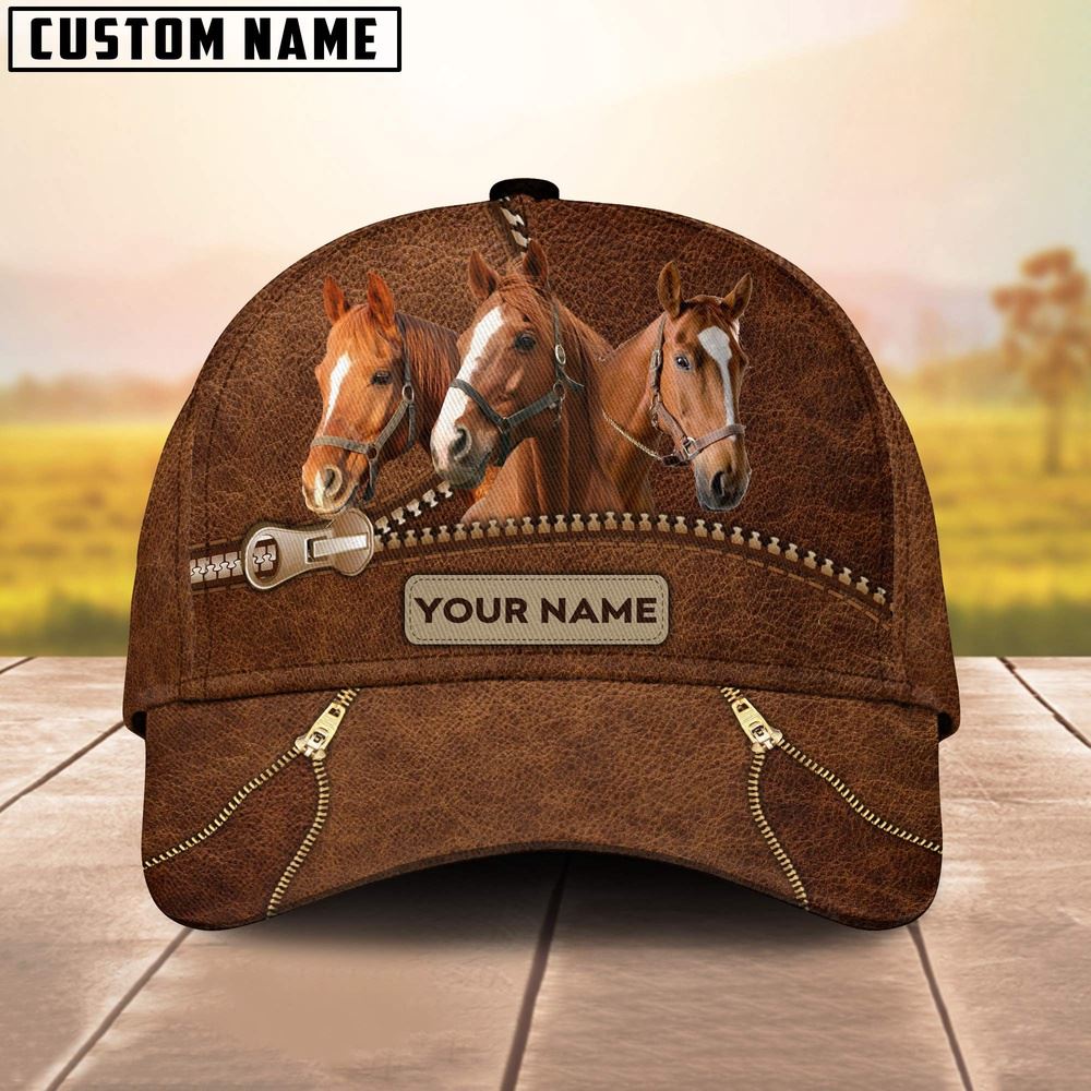 Adeenyc Horse Cattle Zipper Pattern Customized Name Cap, Farm Cap, Farmer Baseball Cap, Cow Cap, Cow Gift, Farm Animal Hat Trucker Hats Custom Hats Gifts For Men & Women