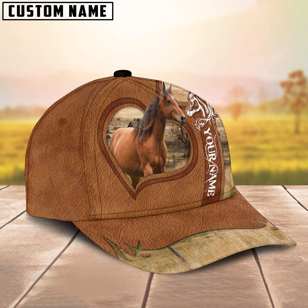 Adeenyc Horse Custom Name Heart Cap, Farm Cap, Farmer Baseball Cap, Cow Cap, Cow Gift, Farm Animal Hat Trucker Hats Custom Hats Gifts For Men & Women