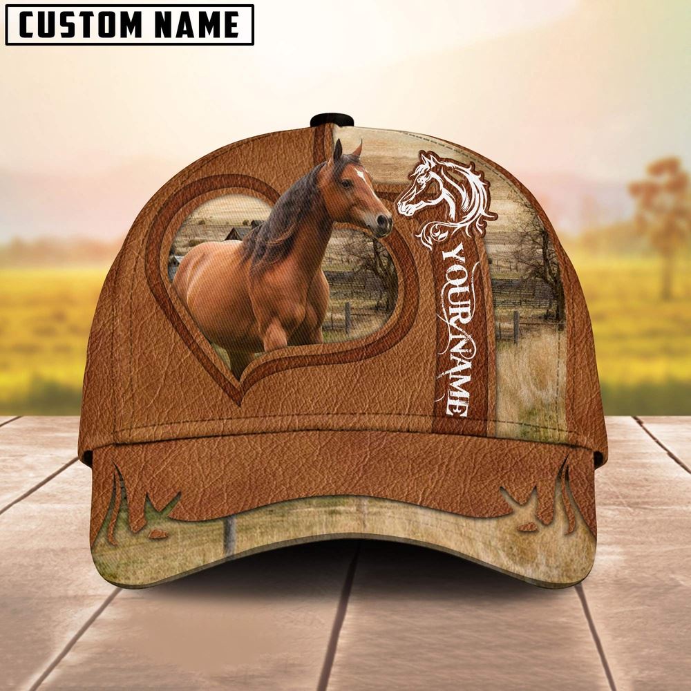 Adeenyc Horse Custom Name Heart Cap, Farm Cap, Farmer Baseball Cap, Cow Cap, Cow Gift, Farm Animal Hat Trucker Hats Custom Hats Gifts For Men & Women