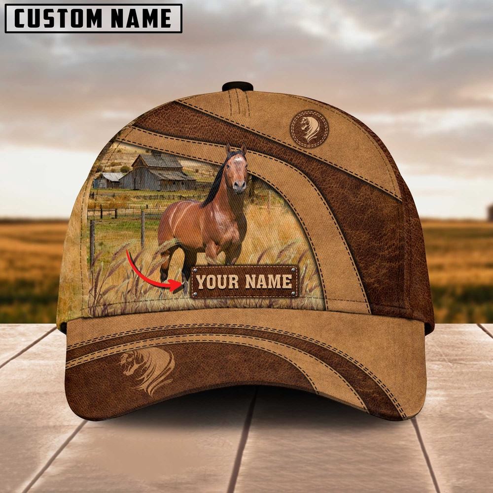 Adeenyc Horse Customized Name Brown Cap, Farm Cap, Farmer Baseball Cap, Cow Cap, Cow Gift, Farm Animal Hat Trucker Hats Custom Hats Gifts For Men & Women