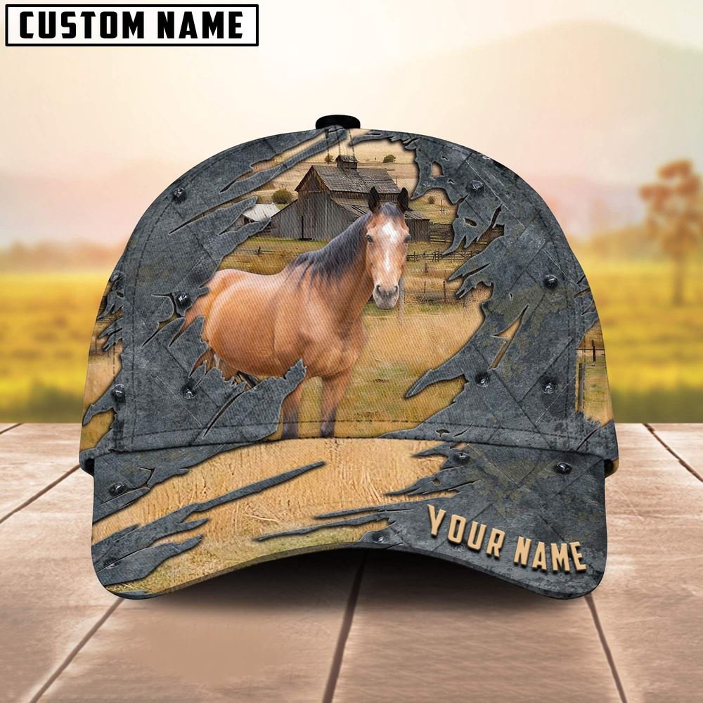 Adeenyc Horse Customized Name Cap, Farm Cap, Farmer Baseball Cap, Cow Cap, Cow Gift, Farm Animal Hat Trucker Hats Custom Hats Gifts For Men & Women