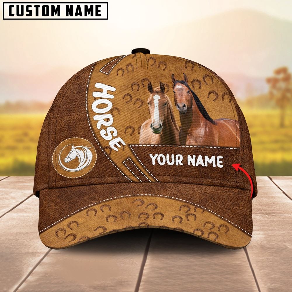 Adeenyc Horse Happiness Brown Yellow Customized Name Cap, Farm Cap, Farmer Baseball Cap, Cow Cap, Cow Gift, Farm Animal Hat Trucker Hats Custom Hats Gifts For Men & Women