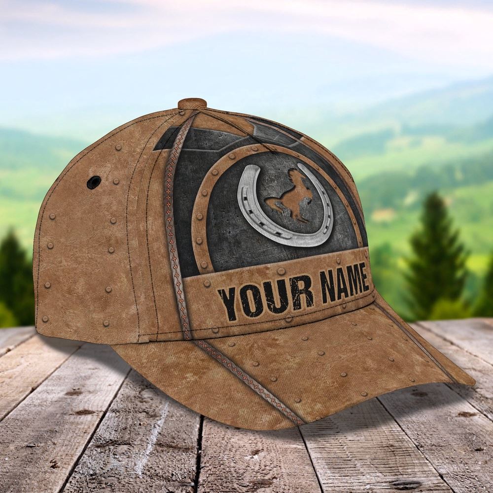 Adeenyc Horse Horseshoe Customized Name Cap, Farm Cap, Farmer Baseball Cap, Cow Cap, Cow Gift, Farm Animal Hat Trucker Hats Custom Hats Gifts For Men & Women