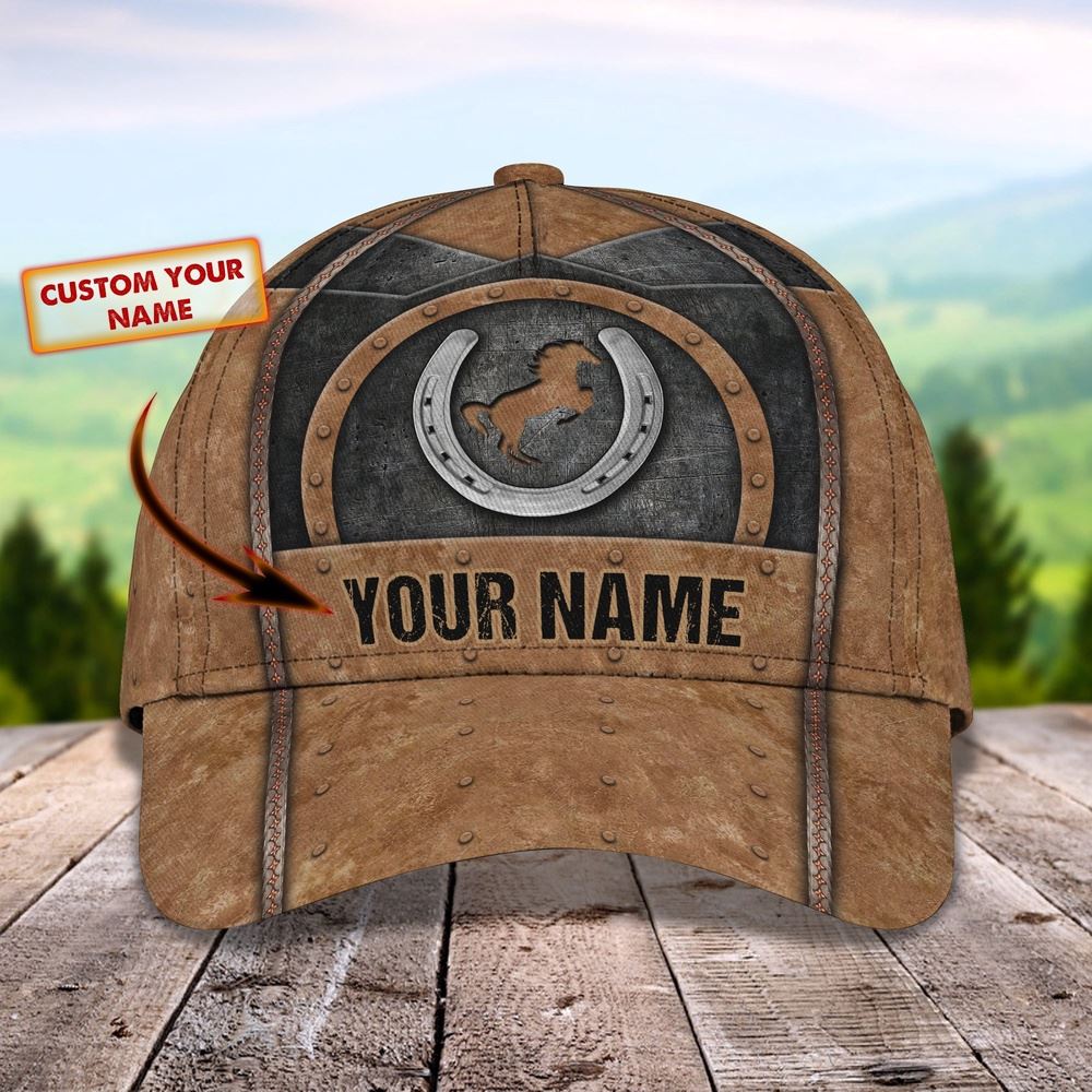 Adeenyc Horse Horseshoe Customized Name Cap, Farm Cap, Farmer Baseball Cap, Cow Cap, Cow Gift, Farm Animal Hat Trucker Hats Custom Hats Gifts For Men & Women