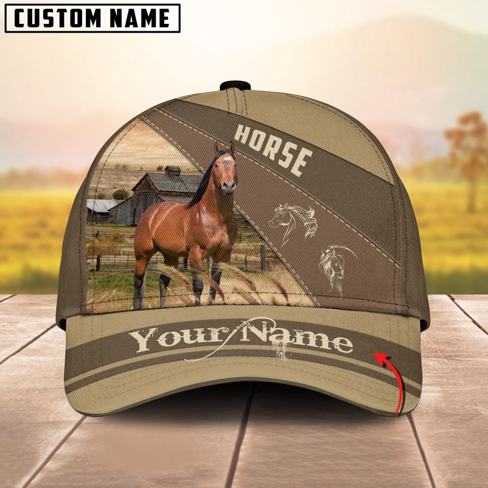 Adeenyc Horse Khaki Pattern Customized Name Cap, Farm Cap, Farmer Baseball Cap, Cow Cap, Cow Gift, Farm Animal Hat Trucker Hats Custom Hats Gifts For Men & Women