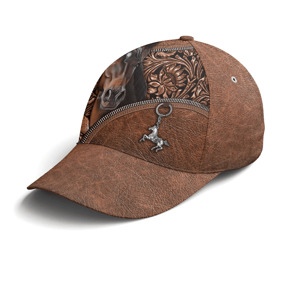 Adeenyc Horse Leather Style Baseball Cap All Over Print Trucker Hats Custom Hats Gifts For Men & Women