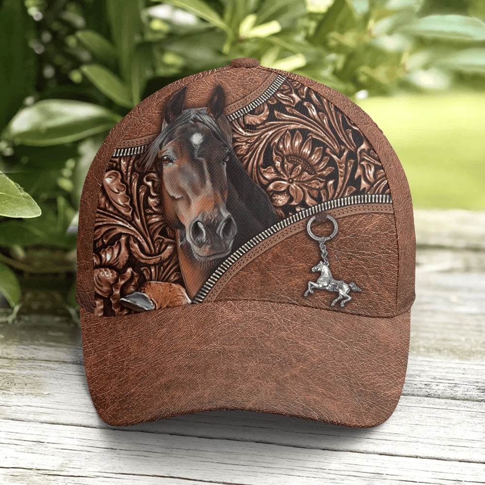 Adeenyc Horse Leather Style Baseball Cap All Over Print Trucker Hats Custom Hats Gifts For Men & Women