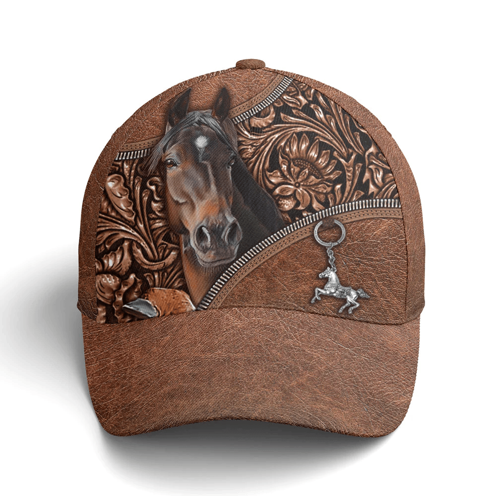 Adeenyc Horse Leather Style Baseball Cap All Over Print Trucker Hats Custom Hats Gifts For Men & Women