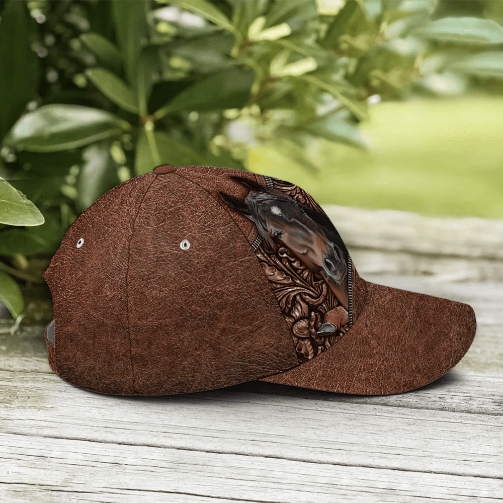 Adeenyc Horse Leather Style Baseball Cap All Over Print Trucker Hats Custom Hats Gifts For Men & Women