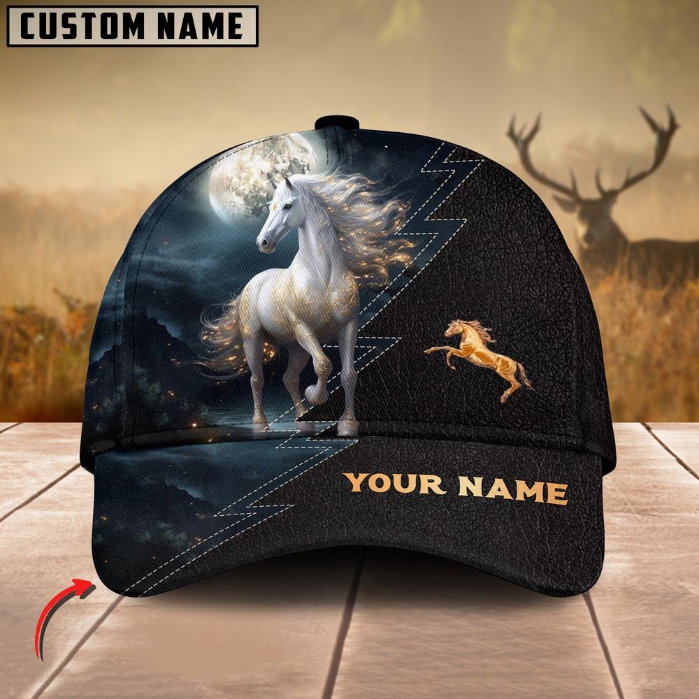 Adeenyc Horse Lovers Leather Pattern Customized Name Cap, Farm Cap, Farmer Baseball Cap, Cow Cap, Cow Gift, Farm Animal Hat Trucker Hats Custom Hats Gifts For Men & Women