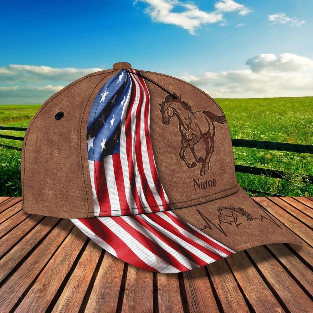 Adeenyc Horse Patriot Customized Name Cap, Farm Cap, Farmer Baseball Cap, Cow Cap, Cow Gift, Farm Animal Hat Trucker Hats Custom Hats Gifts For Men & Women